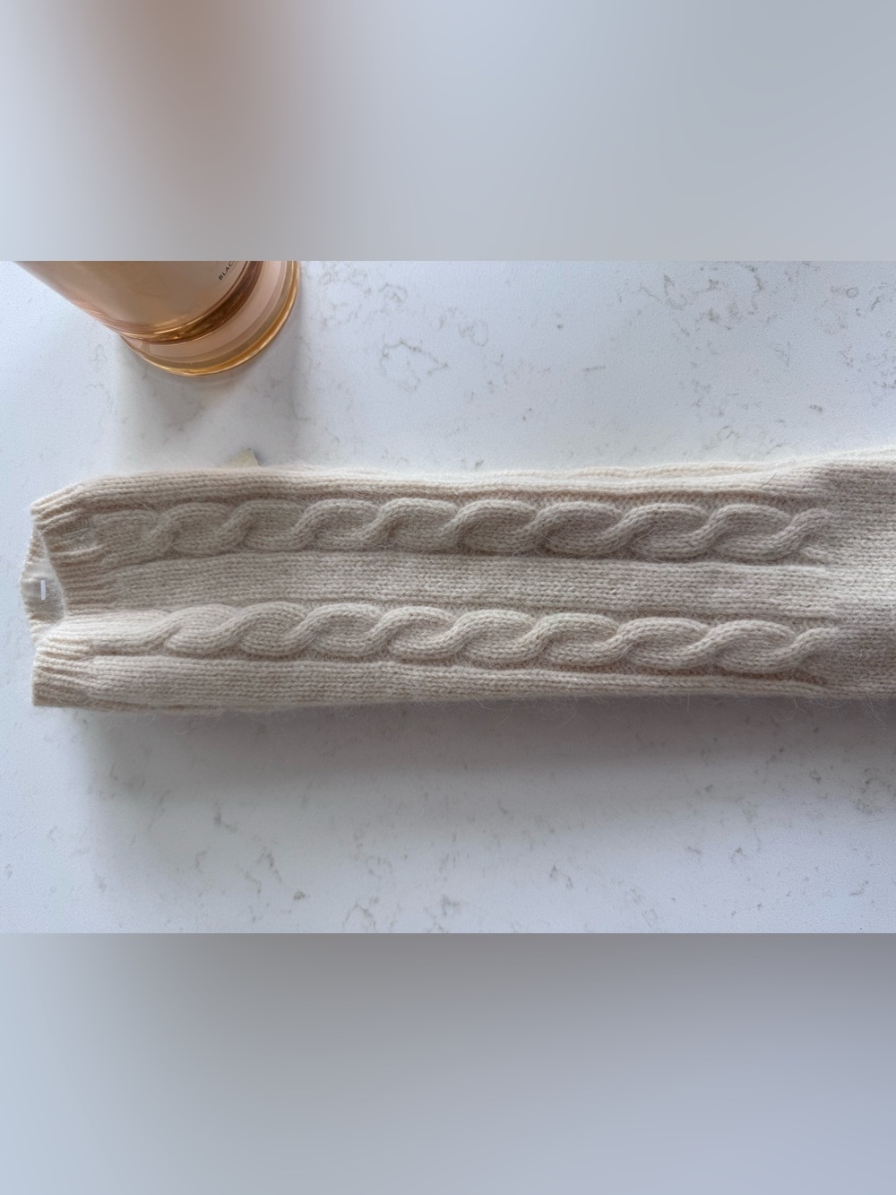 Ralph Lauren Cream Cable-Knit Long Gloves - Picture 3 of 5